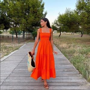Zara Poplin Tiered Long Dress